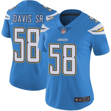 Los Angeles Chargers NFL Football Thomas Davis Sr Electric Blue Jersey Women Limited 58 Alternate Vapor Untouchable